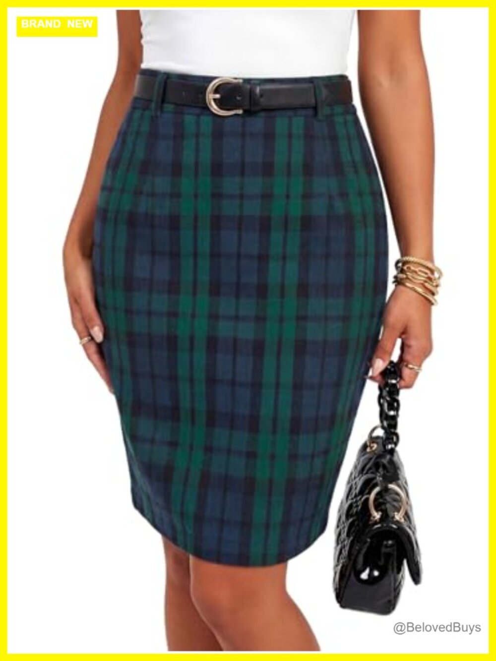 Women's Plaid High Waist Midi Pencil Skirt Bodycon Business Work